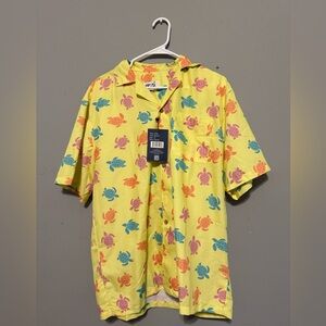 Vibrant Turtle Print Yellow Shirt